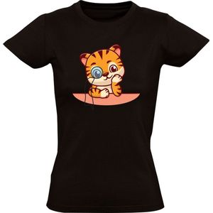 Tijger T-shirt Dames | tijger | bril | schattig | professor | slim | nadenken | lief