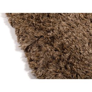 Dime 15- Rond Hoogpolig velours vloerkleed in Karamel