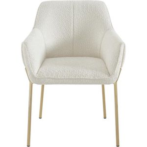 PASCAL MORABITO Set van 2 stoelen met armleuningen in bouclé en goudkleurig metaal - Crème - AKETI van Pascal MORABITO L 62 cm x H 83 cm x D 65 cm