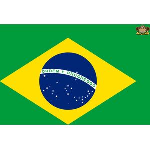 Partychimp Braziliaanse Vlag Brazilië - 90x150 Cm - Polyester - Rood/Wit/Groen/Geel/Blauw