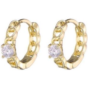 Schitterende Gold Plated Oorringen met Schitterende Zirkonia Steen