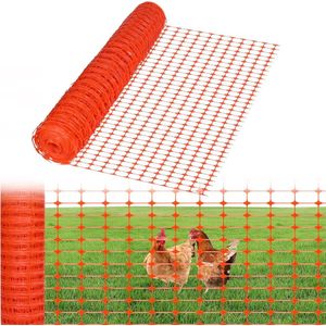 Aufun Gevogeltenet, 1x80 m, Hondenhek, Bouwhek, Afschermingshek, Mobiele Omheining, Schapenhek van Kunststof, hek Kippenhek Gevogeltehek voor Kippenhokken Waarschuwingsnet(oranje)