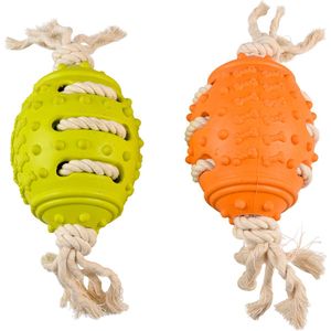Duvoplus - Speelgoed Voor Dieren - Hond - Eco Rubber Rugby Bal Bamboe/rijst + Katoen 28x9,3x9,3cm Gemengde Kleuren - 1st
