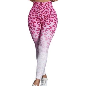 Colourful Leopard Legging - Maat L - Roze - Gymkleding - Sportkleding - Sportlegging - Fitness kleding - Fitness legging - Yogakleding - Yogalegging