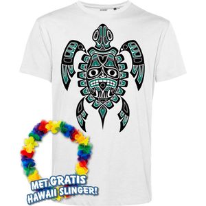 T-shirt Nesian Trible Turtle | Toppers in Concert 2024 | Club Tropicana | Hawaii Shirt | Ibiza Kleding | Wit | maat L