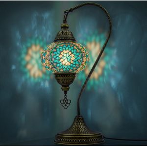 VALVELLO Mozaiek Zwanenhals Lamp, Handgemaakte, Nachtlampje, Turkse, Arabisch, Oosterse, Tiffany, Marokkaanse Decoratieve Tafellampen Voor Slaapkamer, Bureau, Woonkamer En Perfecte Cadeau Voor Speciale Dagen - Turkoois