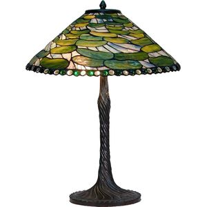 LumiLamp Tiffany Tafellamp Ø 51x75 cm Groen Glas Tiffany Bureaulamp