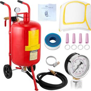 VEVOR Zandstraalpot 40L – Stalen Constructie, 30% Meer Straalkracht, Flexibele Beweging met 2,5m Slang, Ergonomisch Ontwerp, Inclusief 4 Keramische Mondstukken en Accessoires