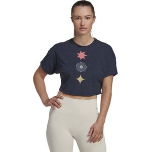 Adidas Icons Print T-shirt Met Korte Mouwen Blauw S Vrouw