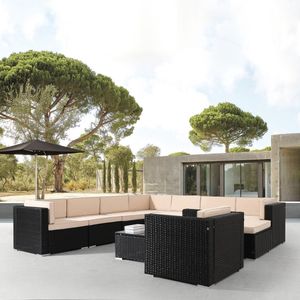 AREBOS® Polyrattan tuinmeubelen tuinset loungeset zitgroep zwart