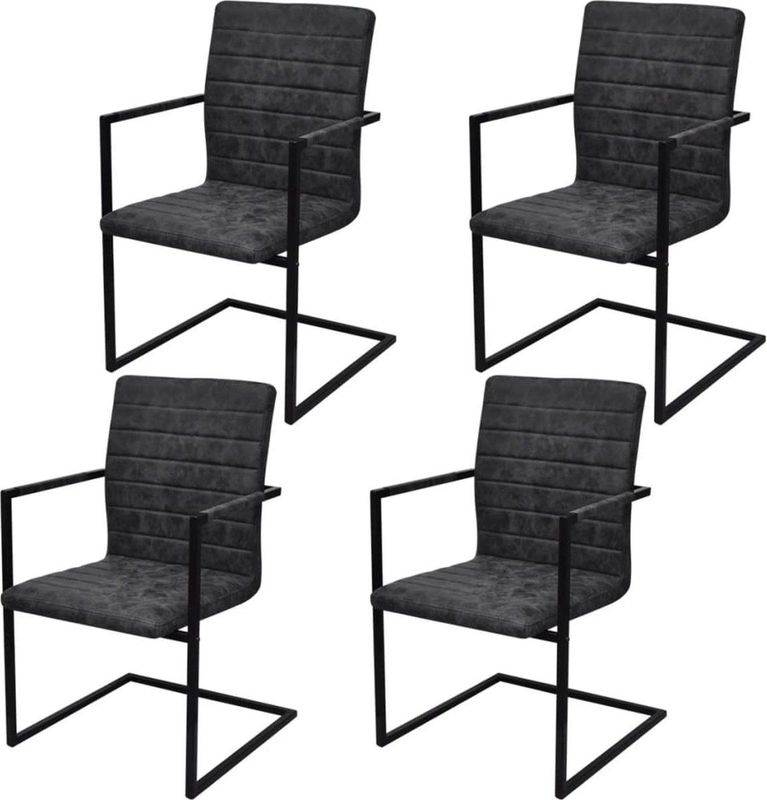 vidaXL - Eetkamerstoelen - 4 - st - kunstleer - zwart