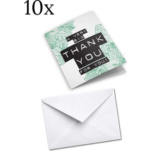 10x Wenskaart Big Thank you met envelope - Bedankt Wenskaarten - Wenskaarten Set