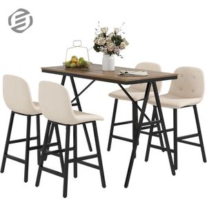 Equivera Bartafel met Barstoelen - Bartafel met Stoelen - Bartafelset - Bartafel met Barkrukken - Barset met Krukken - Keukentafel - Met keukenstoelen