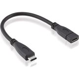 ROLINE USB 3.2 Gen 2 kabel, C-C, M/F, zwart, 0,15 m