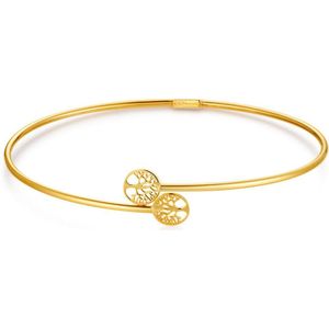 Twice As Nice Armband in 18kt verguld zilver, bangle, 2 levensbomen 6 cm