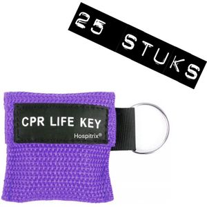 25x Pack Hospitrix Kiss of Life Sleutelhanger Paars - 5cm - CPR Masker met Wegwerp Beademingsmasker