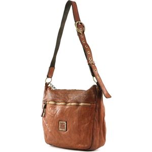 CAMPOMAGGI Leren Schoudertas Shoulder Bag Cognac Bruine