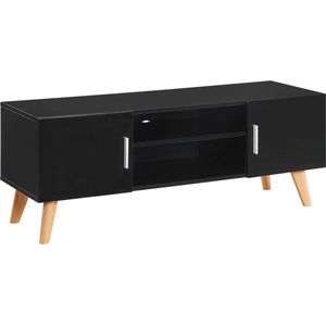 The Living Store TV-meubel - Hoogglans - Zwart - 120 x 40 x 46 cm - Opbergkastjes en open schappen