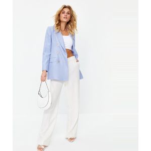 Trendyol Grijs Oversized Gevoerd Geweven Blazerjack Met Dubbele Rij Knopen Twoss20Ce0024