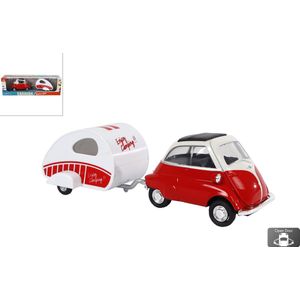 Welly Auto Bmw Isetta 18,5 Cm Staal Rood/Wit 2-delig