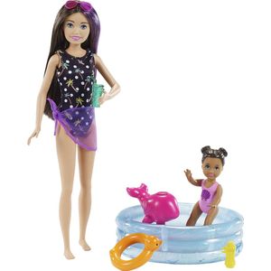 Barbie Family Skipper Babysitter Speelset - Barbiepop met Minipop en Zwembad