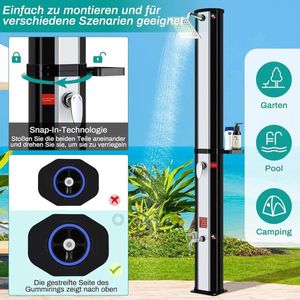 GlobalCondor - Zonne-Verwarmde - Douche - Met - Douchekop - Voetendouche - Kraan 35L / 40L Voor Buiten - Kamperen - Tuin - Achtertuin - Tuin - Zwembad - Strand - Zwembad - Spa - Buitendouche