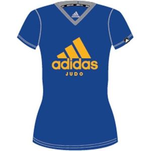 Adidas judo T-shirt voor dames | lichtblauw-oranje | maat M