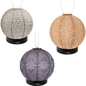Lumiz Solar Tafellamp Camps Bay Set - Tuinverlichting - Zonne energie - Oplaadbaar - inclusief 3 metalen large ringen - Licht Taupe - Paars - Abrikoos