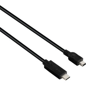 Hama USB-C-kabel, USB 2.0, USB-C-stekker – Mini-USB-stekker, 480 Mbit/s, 0,75 m