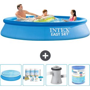 Intex Rond Opblaasbaar Easy Set Zwembad - 305 x 61 cm - Blauw - Inclusief Solarzeil - Onderhoudspakket - Zwembadfilterpomp - Filter