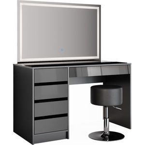 Vicco Sherry Make-uptafel set met kruk – 120 cm met LED-spiegel en kruk Antraciet met LED-spiegel en kruk