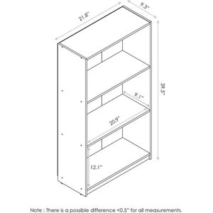 Houten Boekenkast met 3 Vakken en Opbergplank - Lichtblauw - 23,5 x 55,25 x 100,33 cm