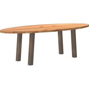 vidaXL - Eettafel - 240x100x74 - cm - ovaal - massief - eikenhout - lichtbruin
