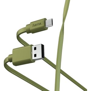 Hama Oplaad-/gegevenskabel Flat USB-A - Micro-USB 1 M Groen