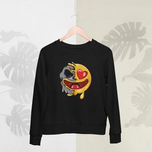 Feel Free - Halloween Sweater - Smiley: Lachend Gezicht Met Hart-Ogen - Maat S - Kleur Zwart