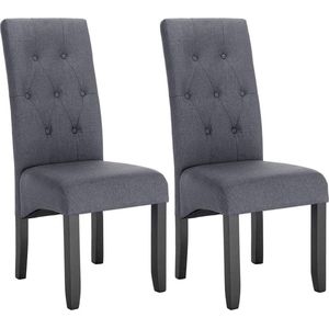 Rootz gestoffeerde eetkamerstoelenset - elegante zitplaatsen - comfortabele stoelen - duurzaam, stijlvol, ergonomisch ontwerp - linnen en massief hout - 107 cm x 47 cm x 42 cm