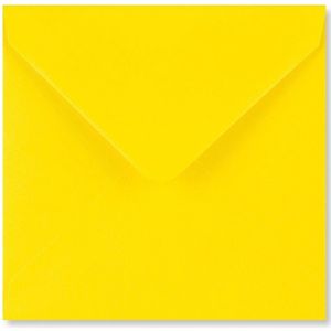 Gele vierkante enveloppen 13 x 13 cm 100 stuks