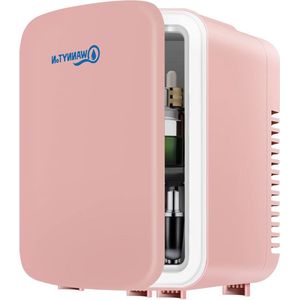 Draagbare koelbox van 4 liter met koeling en verwarming voor in de auto - Roze met ruimte voor 6 blikjes.