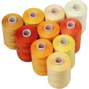 Naaidraad, draad voor naaien, naaimachine, quilten, handstiksels, doe-het-zelf, alle doeleinden, polyester draadset, 10 spoel 1000 meter (gele serie)