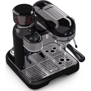 Klarstein Espresso Portafiltermachine met Melkopschuimer - 4 Liter - Retro Mini-Espressomachine - Filterhouder - 1550W - Koffiezetapparaat - Melktank - Cappuccino - Zwart