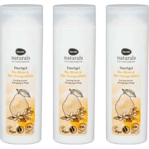 Bevola Naturals Bio-Douchegel Peer & Oranjebloesem | 3x 250 ml Multipack - Vegan Douchegel - Verfrissend en Verzorgend