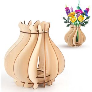 1 piece wooden vase Suitable for Lego flowers - flower bouquet stand for roses, cherry blossom, sunflowers, tulips, daffodils