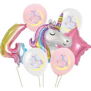 Unicorn Kinderfeestje – Eenhoorn Kinderfeestje – Eenhoorn versiering – Eenhoorn ballonnen – Themafeest Unicorn Verjaardag Versiering- 7 stuks – Folieballonnen / Heliumballonnen – Unicorn versiering - Kinderverjaardag – Versiering Ballonnen Feest