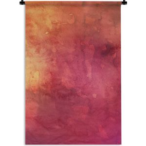 Wandkleed Waterverf Abstract - Abstract kunstwerk gemaakt van waterverf met oranje en donkerrode kleuren Wandkleed katoen 120x180 cm - Wandtapijt met foto XXL / Groot formaat!