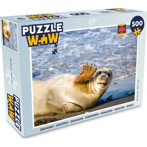 Puzzel Zeehond - Grappig - Zwaaien - Kinderen - Jongens - Meisjes - Kindje - Legpuzzel - Puzzel 500 stukjes