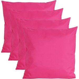 Anna's collection Buiten of tuin sier kussens - 4x - fuchsia roze - 45 x 45 cm - binnen/buiten - zitkussens tuinbank