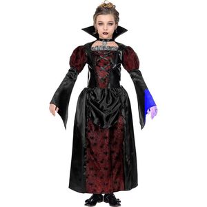 Widmann - Vampier & Dracula Kostuum - Statige Vampier Gravin Anastasia - Meisje - Rood, Zwart - Maat 158 - Halloween - Verkleedkleding