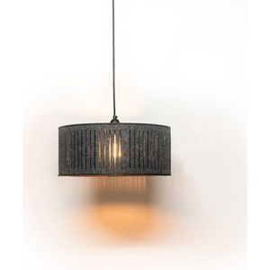 Meuq Design Akoestische hanglamp Cilindro 'M 38 cm' - hout - industrieel - donker grijs - woonkamer - kroonluchter - akoestisch - laser gesneden