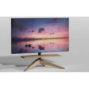 Cavus Tv Vloerstandaard Cross 80B - Design Tv Meubel Eikenhout en Trendy Zwart Staal - Geschikt voor 32-65 Inch Tv met VESA 300x300