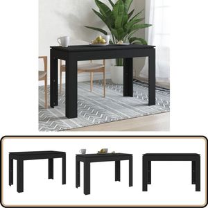 vidaXL Eettafel - 120x60x76 cm - Bewerkt hout - Zwart Eettafel - Zwarte Eettafel - Houten Eettafel - Moderne Eettafel - Kleine Eettafel